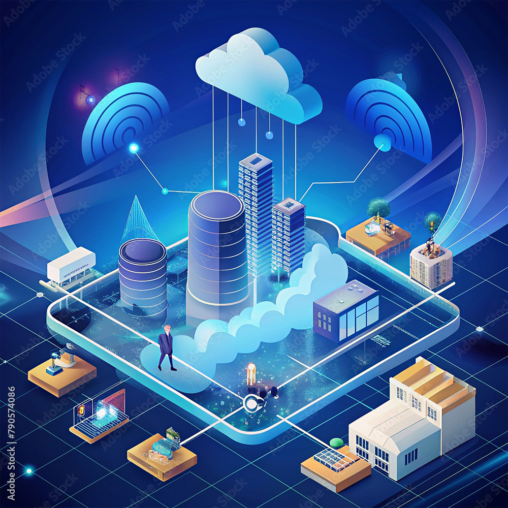 Aufkleber cloud computing technology concept. 3d isometric vector illustration. network and cloud computing cl