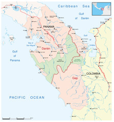 Map of the Darien Gap region between Panama and Colombia