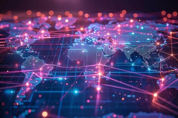 Digital map of world network created with generative ai