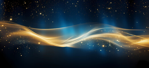 Blue and gold background with a starry sky