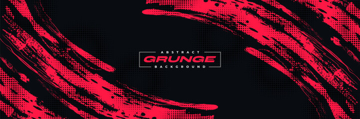 Abstract Grunge Background with Black and Red Brush Texture. Creative Design for Sports Background with Halftone Effect