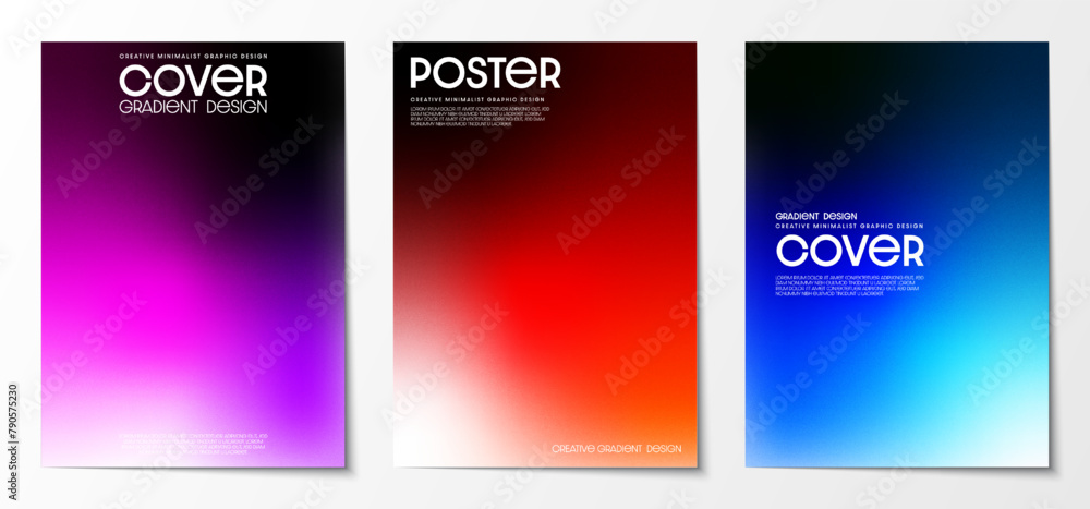 Poster gradient blurred backgrounds set with modern abstract colorful patterns graphic. design template col