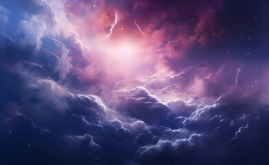 purple and pink nebula cloud background - obrazy, fototapety, plakaty