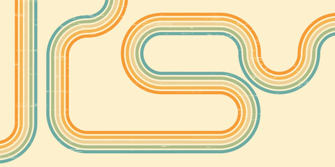 Fototapeta premium Abstract background of rainbow groovy Wavy Lines design in 1970s Hippie Retro style. Vector pattern ready to use for cloth, textile, wrap and other.