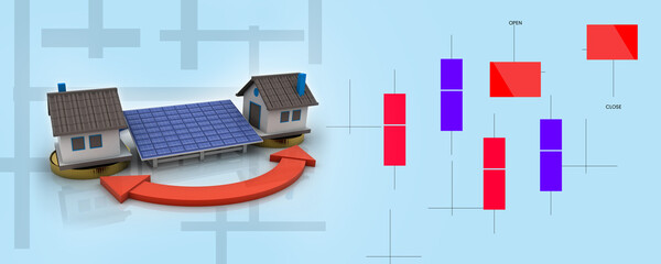 3d rendering solar panels in home
