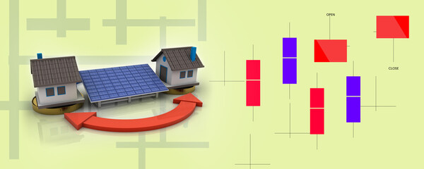 3d rendering solar panels in home
