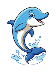 Joyful Dolphin Leaping Vector Illustration. Playful Dolphin Jumping. Dolphin Jumping Out of Water