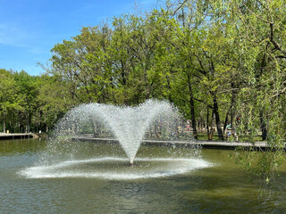 Fountain in the lake,  Debrecen city Hungary