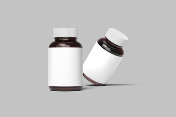 Bottle mockup isolated on transparent background. White medicine plastic package for pills, vitamins or capsules. Vector empty jar, container mock up.