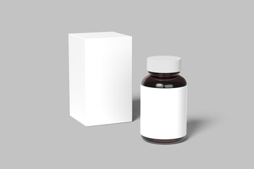 Bottle mockup isolated on transparent background. White medicine plastic package for pills, vitamins or capsules. Vector empty jar, container mock up.
