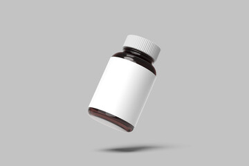 Bottle mockup isolated on transparent background. White medicine plastic package for pills, vitamins or capsules. Vector empty jar, container mock up.