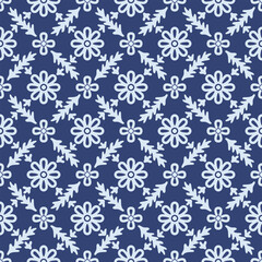 Japanese Pretty  Flower Net Vector Seamless Pattern