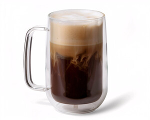 A  Cold Brew Coffee Varieties Elegantly Presented in Double-Walled Glass Against a Minimalist White Background