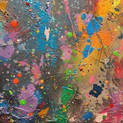 Textured canvas background splattered with vibrant paint