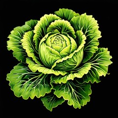 Fototapeta premium Fresh Green Cabbage Isolated on transparent background.