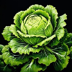 Fresh Green Cabbage Isolated on transparent background.