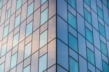 Corner of a glass facade building.