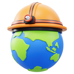 Global construction concept with helmet 3d png