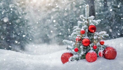 Naklejka na ściany i meble berries in snow christmas, snow, winter, tree, decoration, xmas, holida
