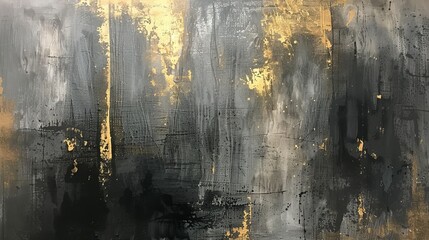 Gray gold acrylic on canvas, in the style of decaying landscapes, dark black and light Gray 