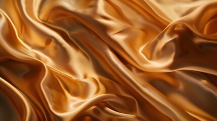 Sumptuous Draped Golden Silk Fabric Creating Luxurious Shadows and Highlights for a High-End Backdrop or Scene - obrazy, fototapety, plakaty