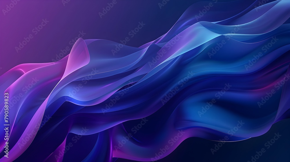 Poster captivating gradient waves transitioning from deep blue to electric purple,creating a futuristic and