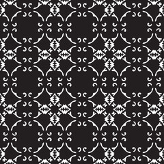 Vector damask seamless retro pattern background curve round cross frame vine leaf kaleidoscope. Elegant luxury black and white tone design for wallpapers, backdrops and page fill.