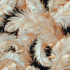 A lush pattern of 3D ostrich feathers, soft and fluffy with bohemian charms. Seamless Pattern, Fabric Pattern, Tumbler Wrap, Mug Wrap.