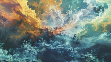 Analytic Atmospheres reveal Cloudy Abstract Skies predicting insights. - obrazy, fototapety, plakaty