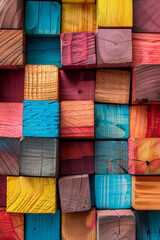 Colorful wooden cubes pattern for background
