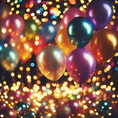 Colorful balloons at the party bokeh background 