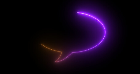 Colorful simple neon sign chat bubble typing icon in black. Message typing cloud speech dialogue neon frame. Speech balloon cartoon-style light chat icon sign high-quality stock illustration.