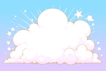 コミックアート風ふわふわの白い雲のポップな背景