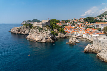 Fototapeta na wymiar Fort Lovrijenac facing Dubrovnik City Walls, Unesco World Heritage, Croatia