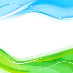 Flowing blue and green abstract waves on a white background