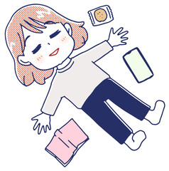 ぐうたら休む女性