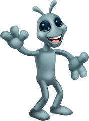 An alien grey or gray fun cartoon character mascot