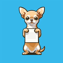 Obraz premium Chihuahua Dog Holding a Whiteboard Vector illustration