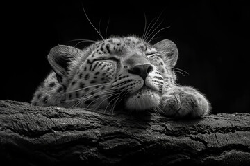 close up of a Panther  sleeping
