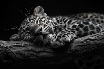 close up of a Panther  sleeping