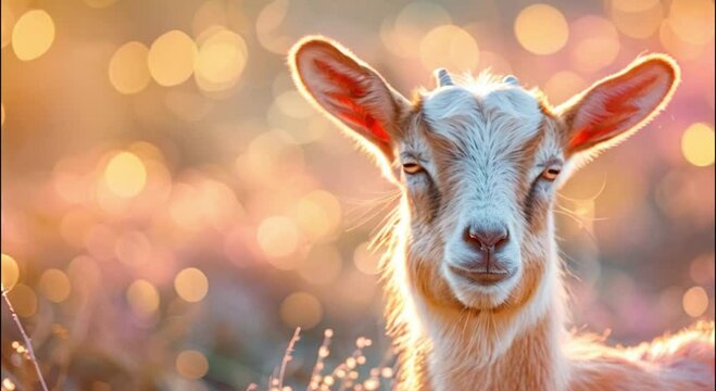 a goat colorful bokeh background footage