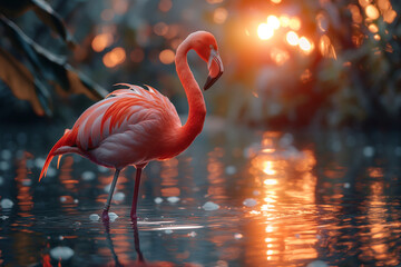 flamingo in the water