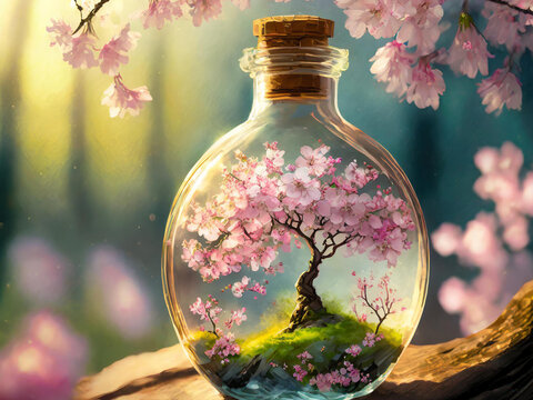 Trees in spring in a bottle