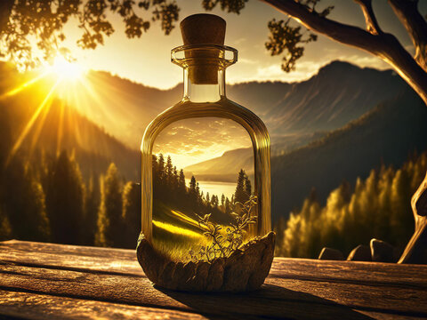 a landscape in a bottle