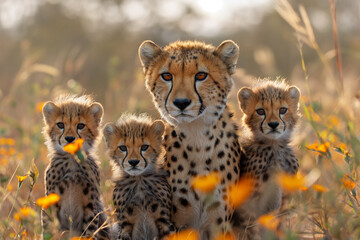 cheetah and cubs