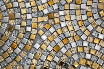 Gold & Silver Gray Tiles Abstract Wall Background