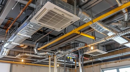 Commercial air conditioner installed on the ceiling
