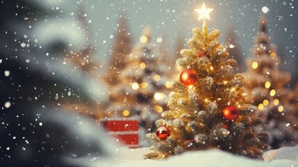 christmas tree with snow