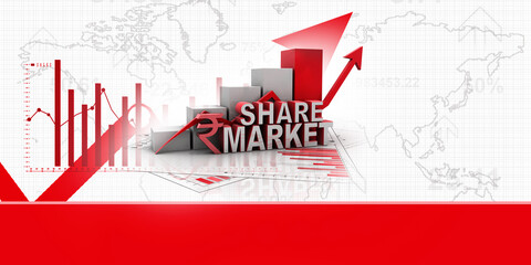 3d illustration Indian share market concept
