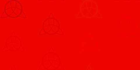 Light Red, Yellow vector background with occult symbols. - obrazy, fototapety, plakaty